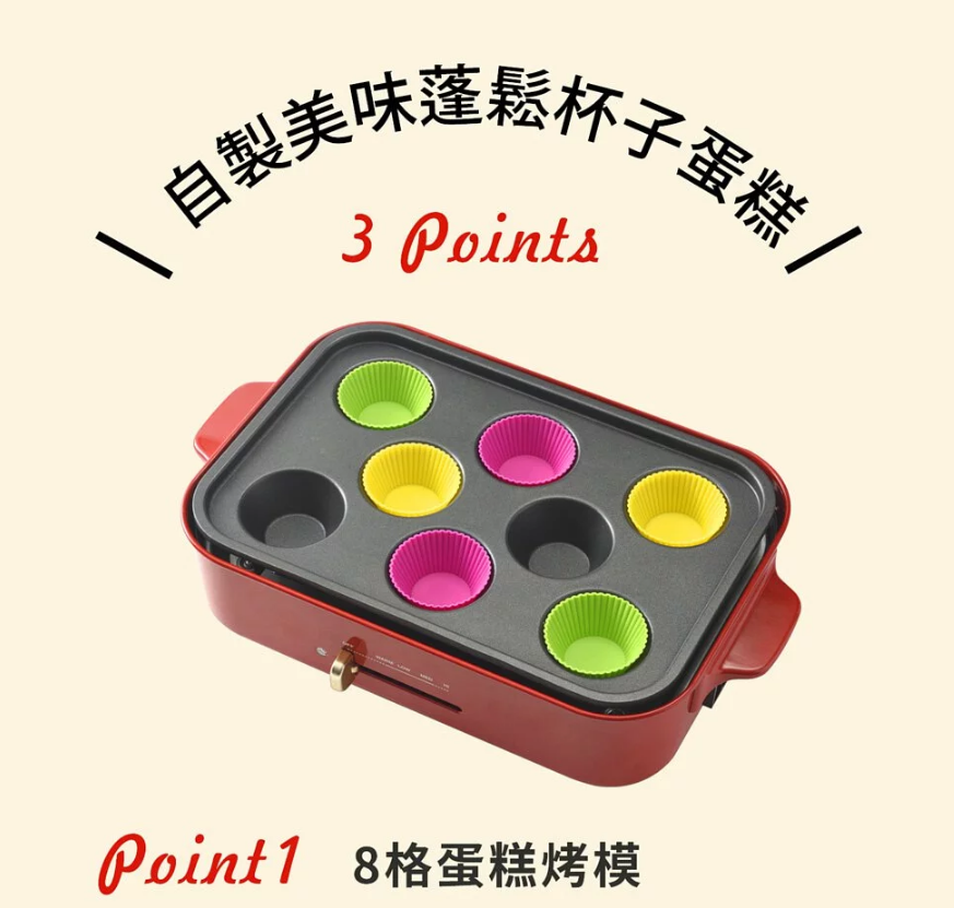 自製美味蓬鬆杯子蛋糕 3 PointsPoint1 8格蛋糕烤模