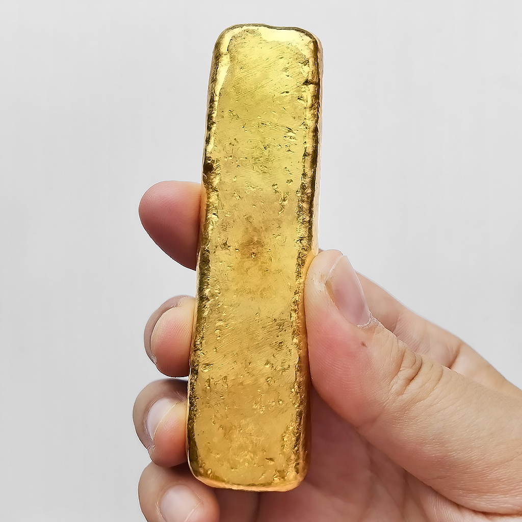 晉茂上上足赤金條影視道具仿金擺件清末民初銅鎏金書房鎮尺金塊