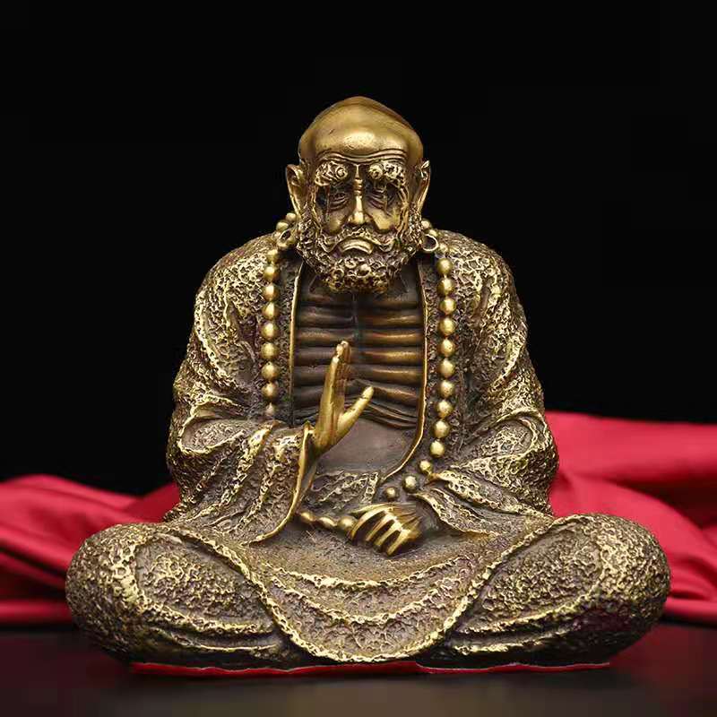 銅沉思達摩祖師爺客廳家居裝飾品純銅禪意達摩佛像茶室桌面擺件| 協貿