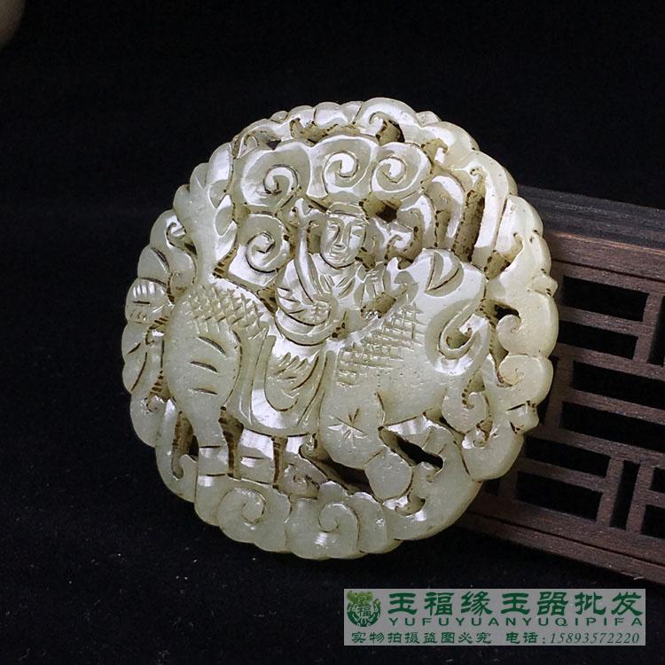古玉老玉和田玉玉牌掛件清明代古玩明清玉器人物鏤空玉牌吊墜| 協貿國際