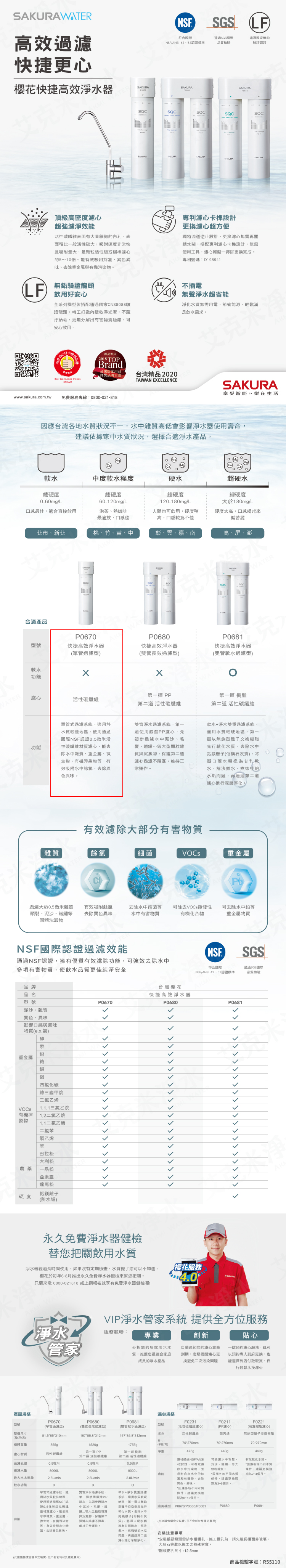  SAKURA 櫻花 P0670快捷高效淨水器 (單管過濾型)