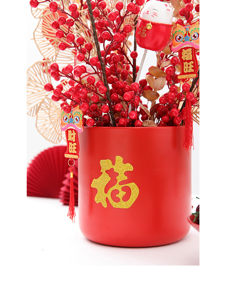 花尋禮韻新年福桶紅色福字抱抱桶鐵藝養花桶冬青銀柳年宵花插花桶 | 協貿國際日用品生活11館 | 樂天市場Rakuten