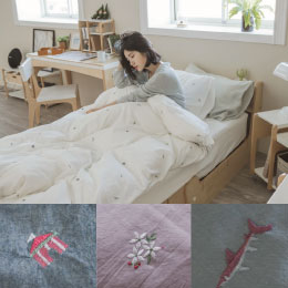 刺繡水洗綿被套床包組