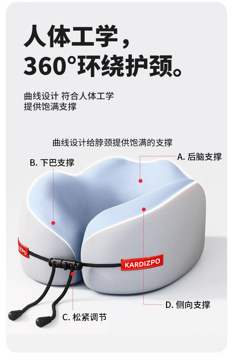 【喜挖】記憶棉U型枕旅行可攜式護頸枕飛機
