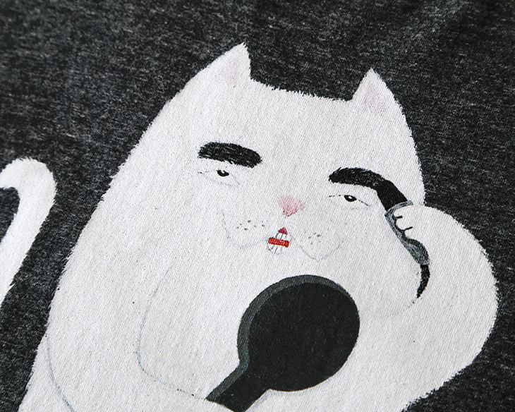 プロジェクトA イラストT/Shui Dangdang/ベーシック限定版/半袖トップ/ツイストブラック - Tシャツ - コットン・麻 グレー