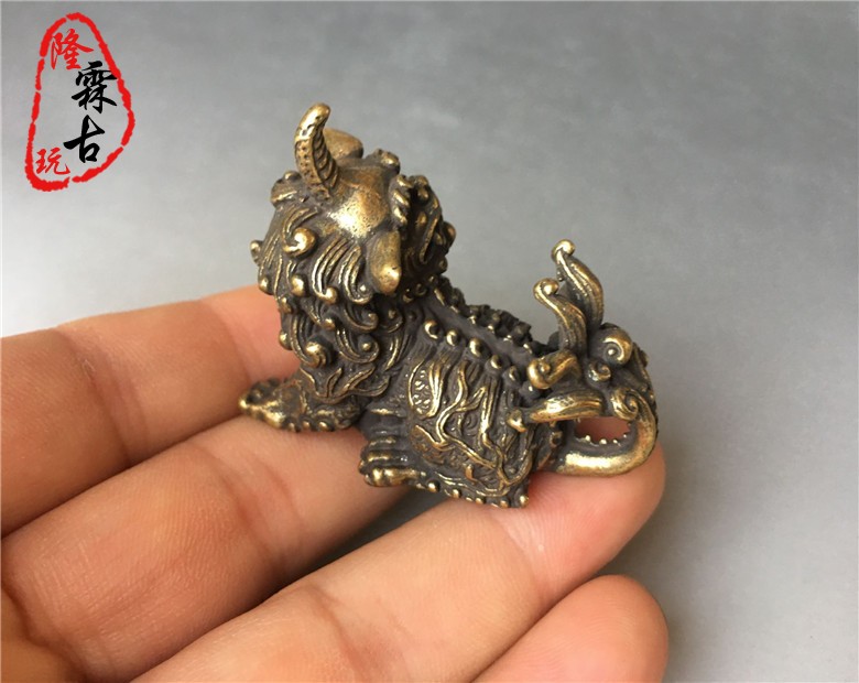古董古玩收藏擺件黃銅招財貔貅風水銅器獨角獸把玩收藏復古老物件| 協貿