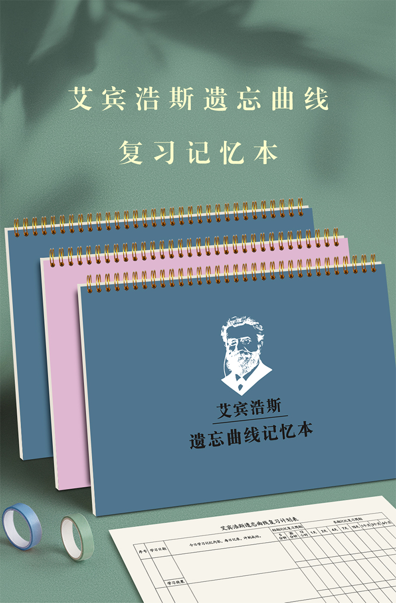 艾賓浩斯遺忘曲線記憶本考研復習計劃表A4高效學習背單詞記錄卡加厚筆記本子學生用背誦打卡學霸學習計劃本| 協貿國際日用品生活11館|  樂天市場Rakuten