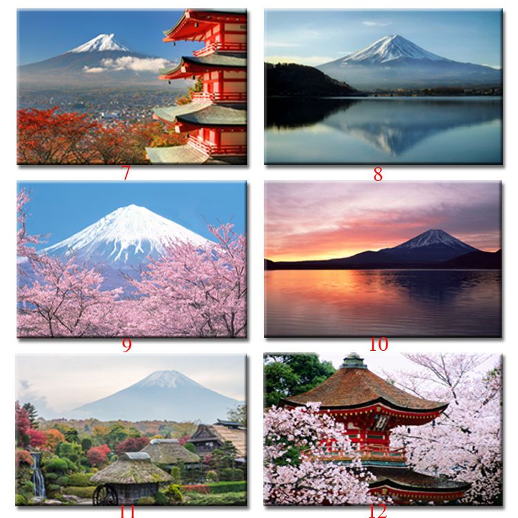 販売最安 富士山の装飾画と浮世絵の日本料理店に飾られた桜の風景壁画2