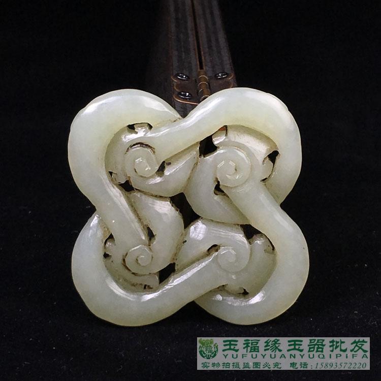 清代和田玉四方來財鏤空老玉佩古玉老玉掛件古玩玉器收藏明清玉器