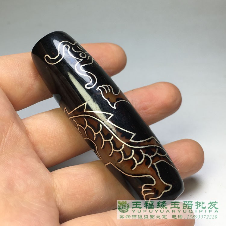 中国古美術・藏區回流・老料高油包漿・銀絲鑲嵌 六眼天珠 朱砂満点