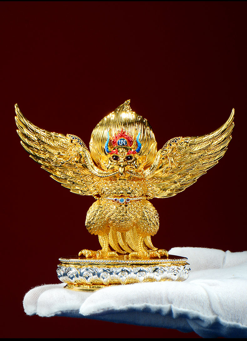 銅鍍金大鵬金翅鳥室內家用彩繪面部金翅大鵬鳥銅擺件| 協貿國際日用品