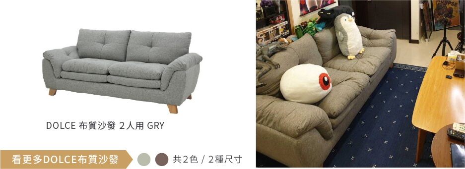 DOLCE 布質沙發 ２人用 GRY