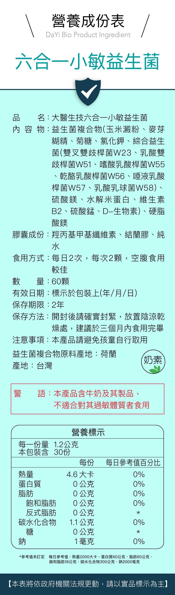 大醫生技荷蘭六合一小敏益生菌60顆入 800 瓶買2送1 6合1強化體質菌種配方含乳酸菌比菲德氏菌美國專利抗酸膠囊 Pchome商店街 台灣no 1 網路開店平台