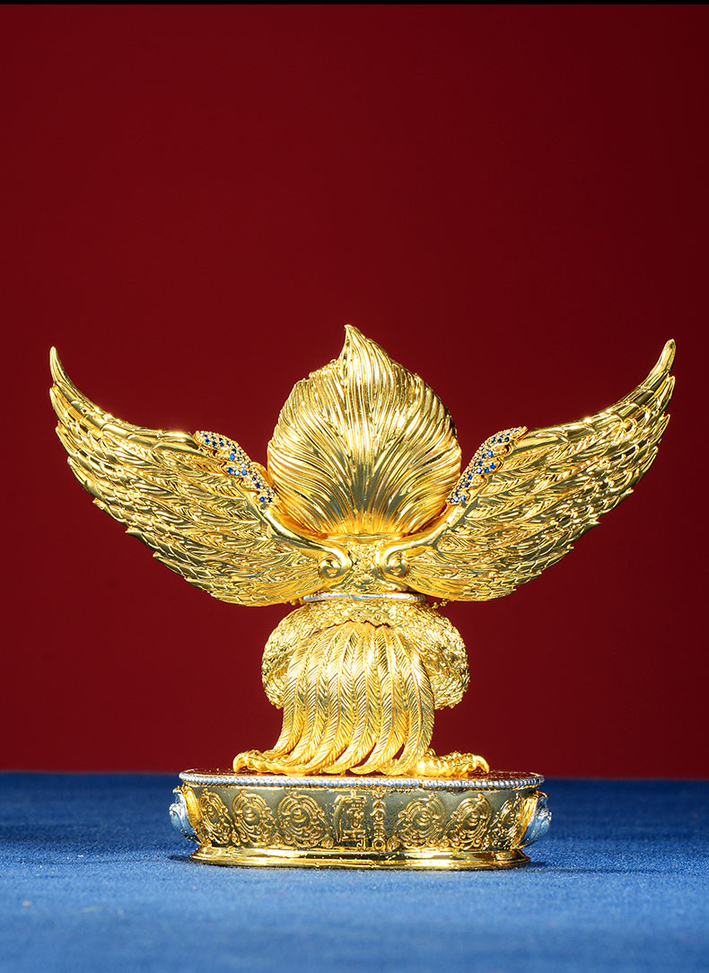 銅鍍金大鵬金翅鳥室內家用彩繪面部金翅大鵬鳥銅擺件| 協貿國際日用品