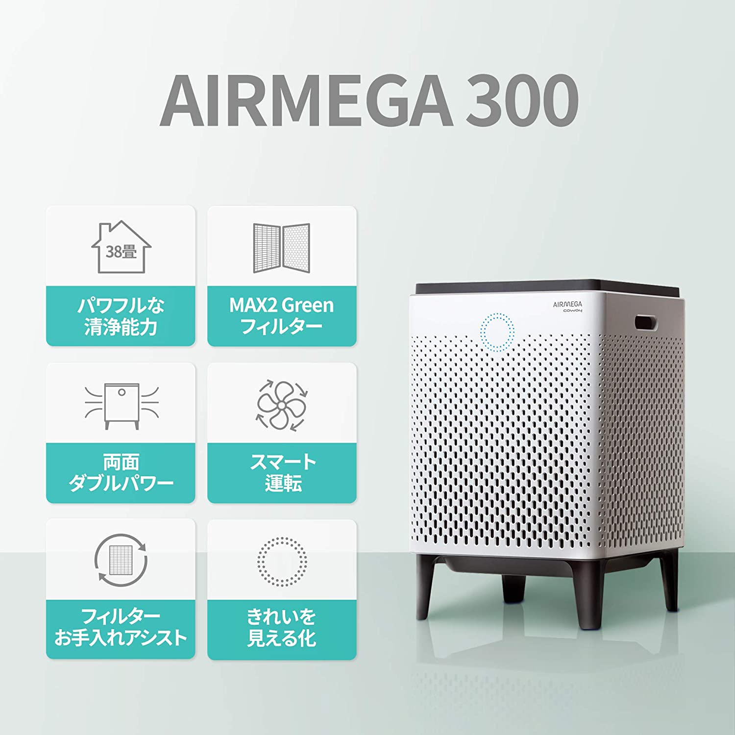 日本COWAY AIRMEGA 300 AP-1515H 空氣清淨19坪HEPA 除臭PM2.5