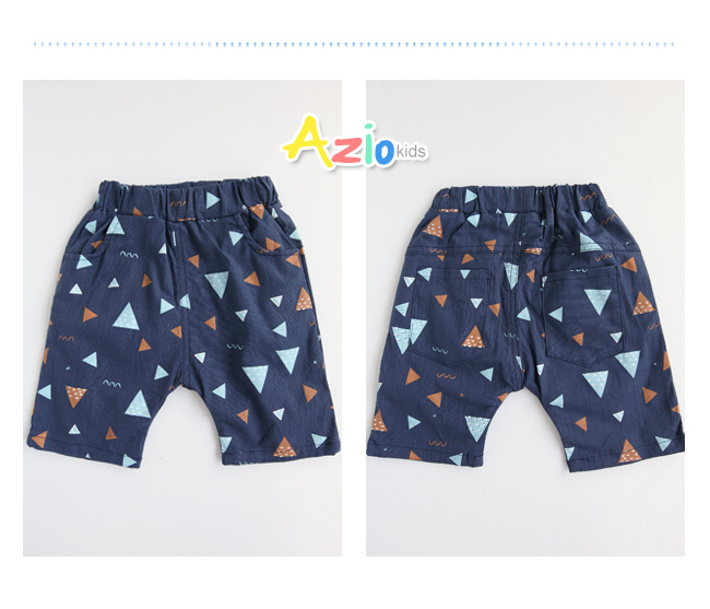 Azio 男童 短褲 彩色幾何圖形鬆緊短褲(藍) Azio Kids 美國派 童裝