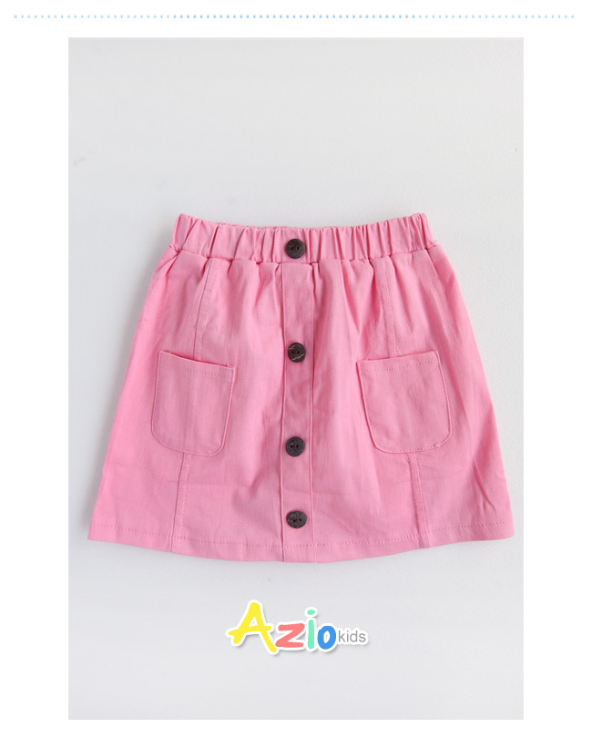 Azio 女童 短裙 排釦裝飾雙口袋A字短裙(粉)