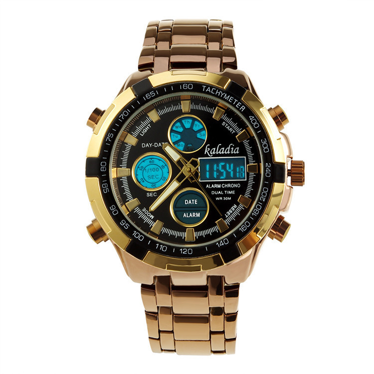 (简约时尚)8522金属双机芯电子显示多功能手表2771