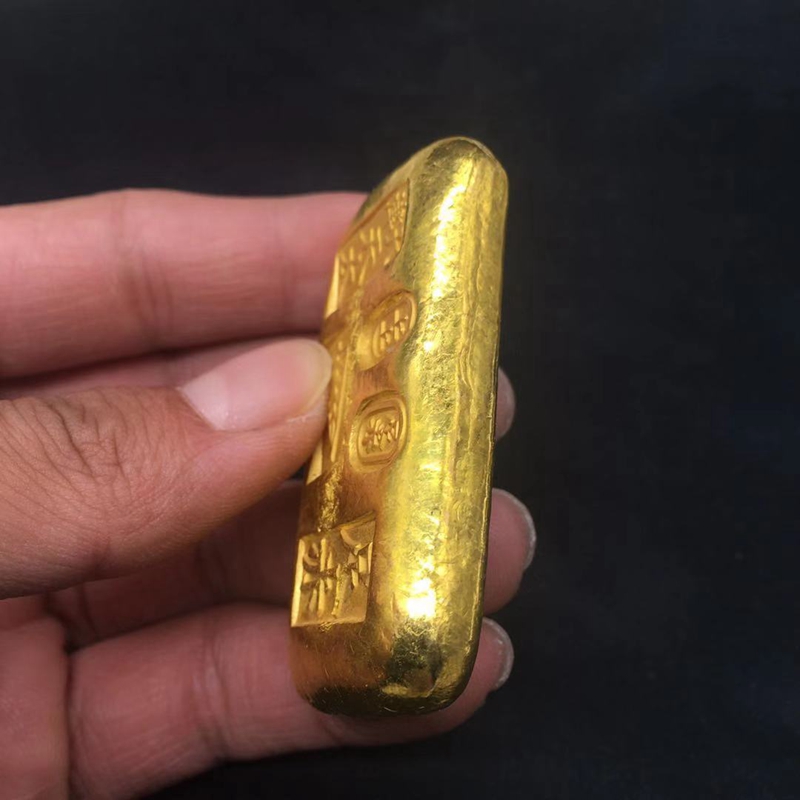 中国古金 上上足赤 天津 金錠 金鍛 金餅 金條 金塊 金運 詳細不明 古玩古董民國天津天太金行上品足赤金餅金錠金條小黃魚影視道具1入| 銀