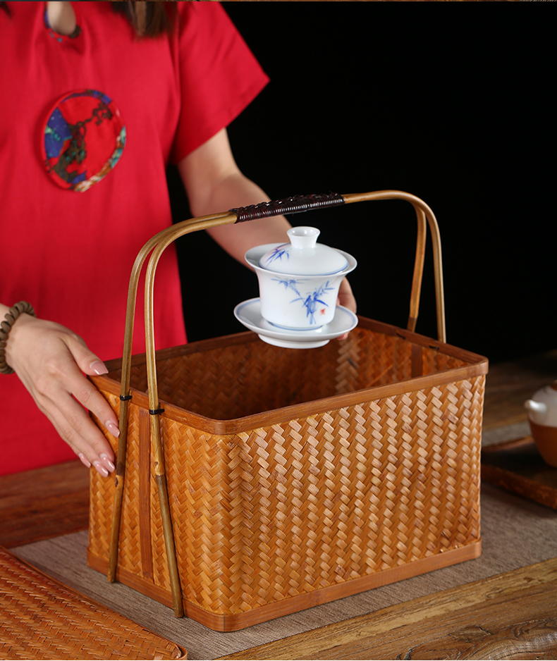 手工竹編藤編提籃竹製食盒茶點盤茶具手提點心籃子竹籃收納筐盒子茶具 | 樂遊遊戶外用品館直營店 | 樂天市場Rakuten