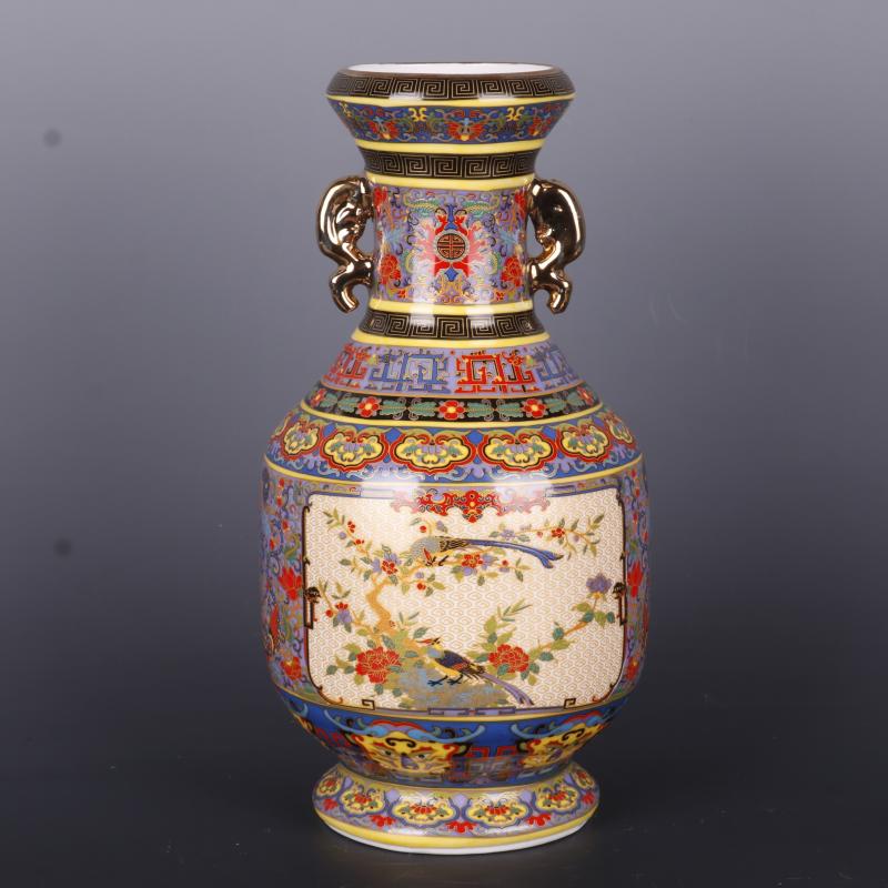 清雍正描金琺瑯彩花鳥紋瓷王花瓶家居中式擺件仿古瓷器古玩收藏| 協貿 