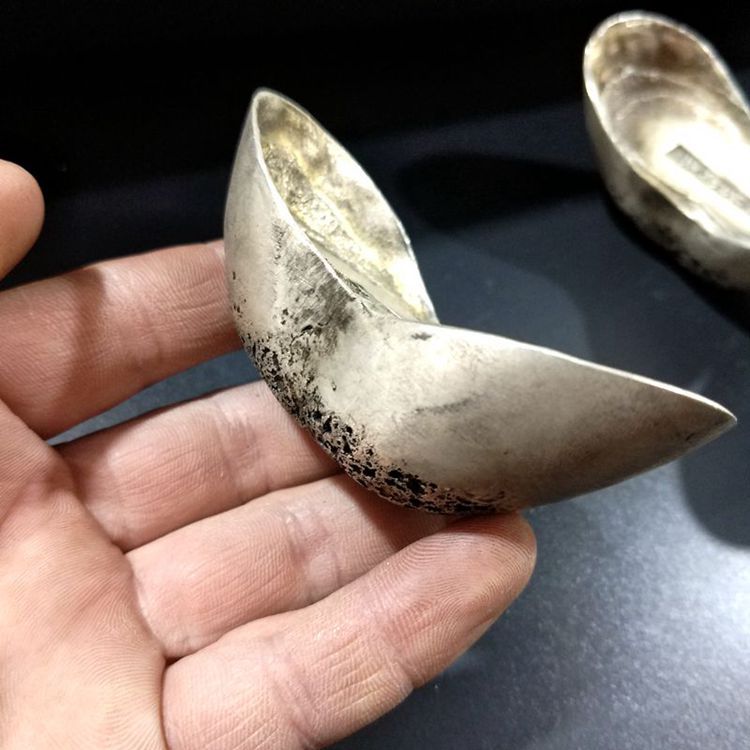 中国古美術　置物　清代　元寶　５錠　骨董品　雍正、順治、乾隆、嘉慶、康熙　旧蔵 仿銀元寶清代順治康熙嘉慶雍正乾隆元寶五帝大清銀錠擺件古玩古幣