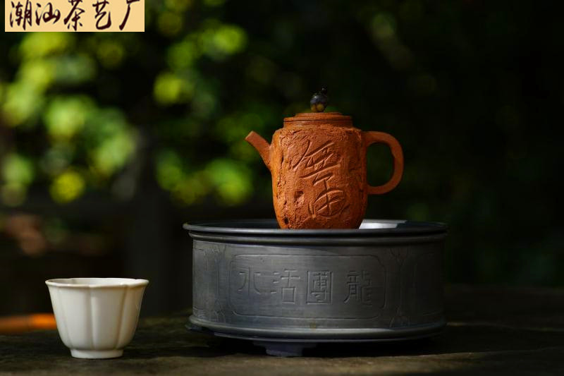 雅古堂】古錫茶池藏六居「 湘妃竹八方建水茶承」茶盆茶盤茶台-