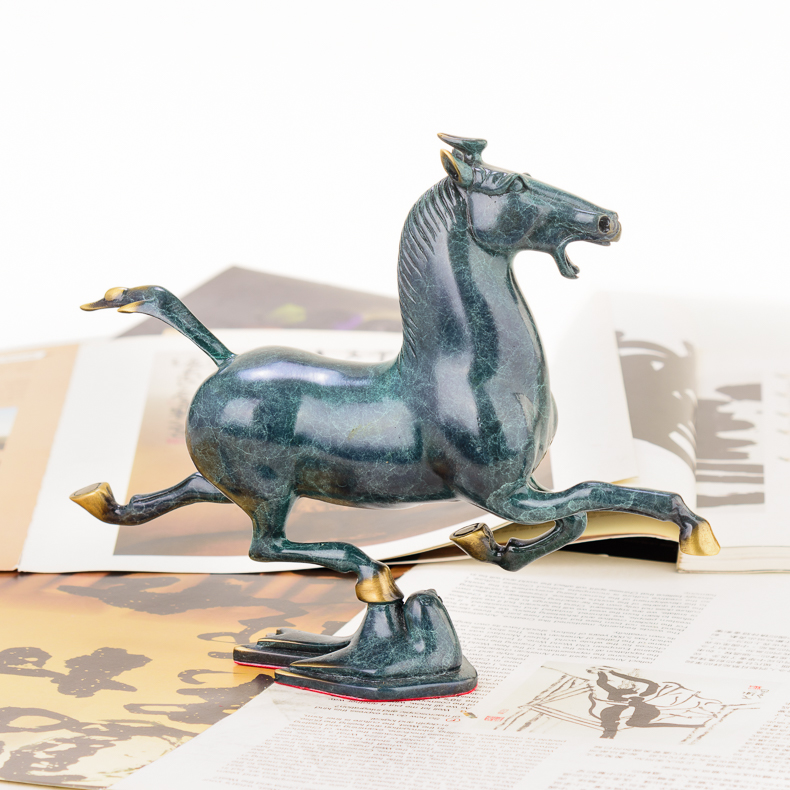 百納源馬踏飛燕擺件彩銅馬到成功奔馬客廳辦公室裝飾品商務禮品| 協貿