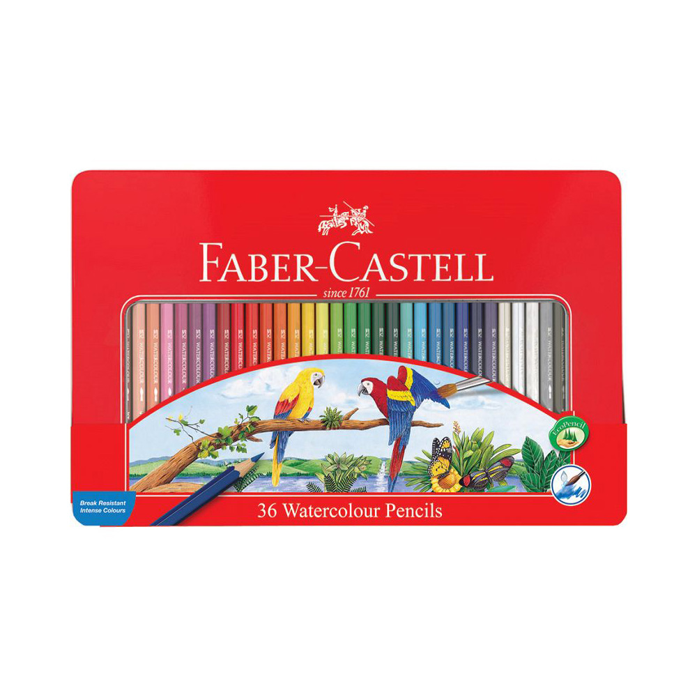 促銷FABER-CASTELL 輝柏水性彩色鉛筆水彩色鉛筆附水彩筆鐵盒36色/盒