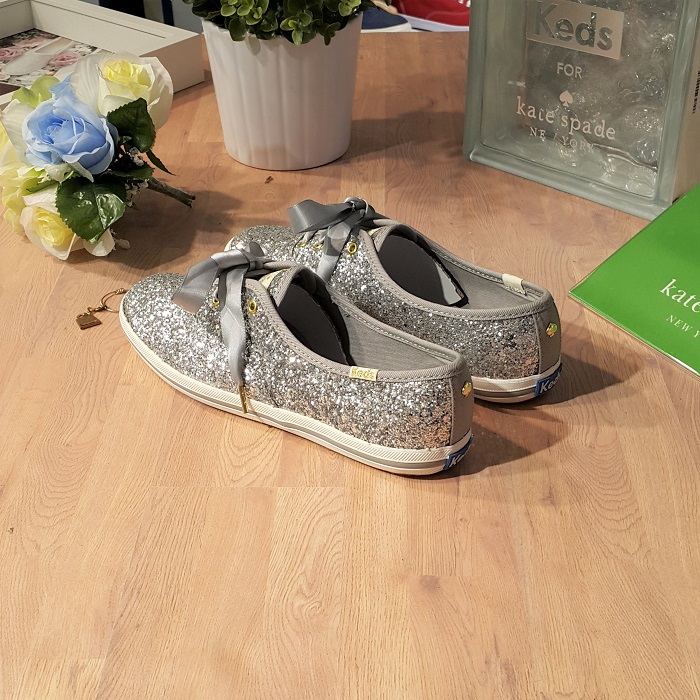 Keds x kate spade NEW YORK 亮片銀色緞帶婚鞋新娘婚紗婚嫁系列聯名款