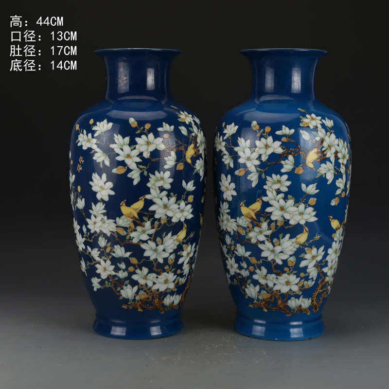 大清康熙粉彩花鳥棒槌瓶古玩收藏真品彩繪花瓶瓷器老物件老貨擺件| 協貿
