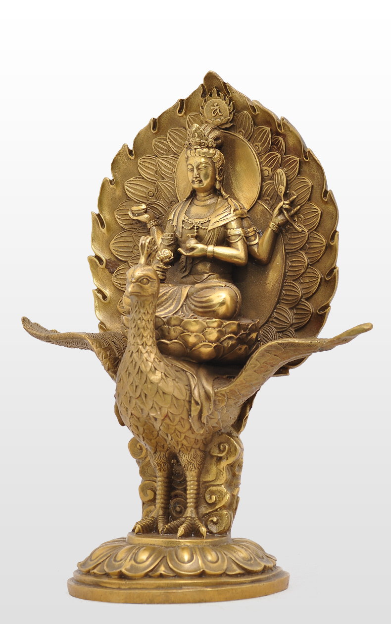 純銅孔雀明王佛母佛堂供奉佛像擺件護世金剛宗教風水擺設裝飾品| 協