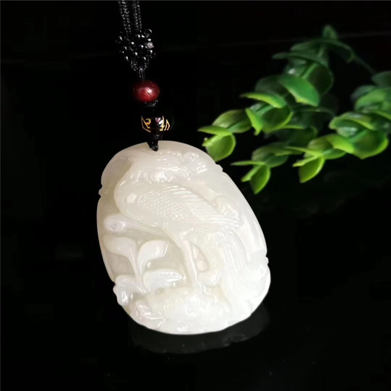 新款和田玉白玉鳳凰戲牡丹掛件男女款吊墜尺寸53*32毫米| 協貿國際