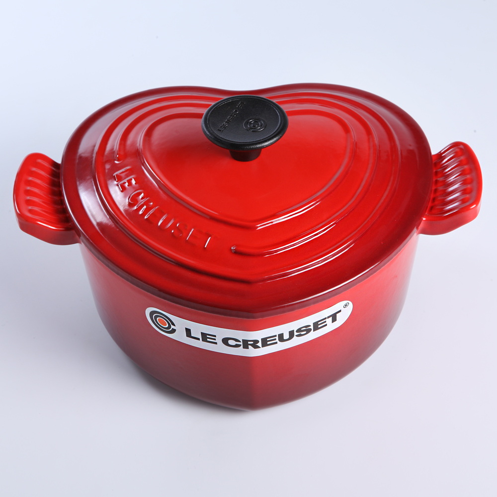 法國LE CREUSET 琺瑯鑄鐵愛心鍋湯鍋燉鍋造形鑄鐵鍋20cm 1.9L 櫻桃紅