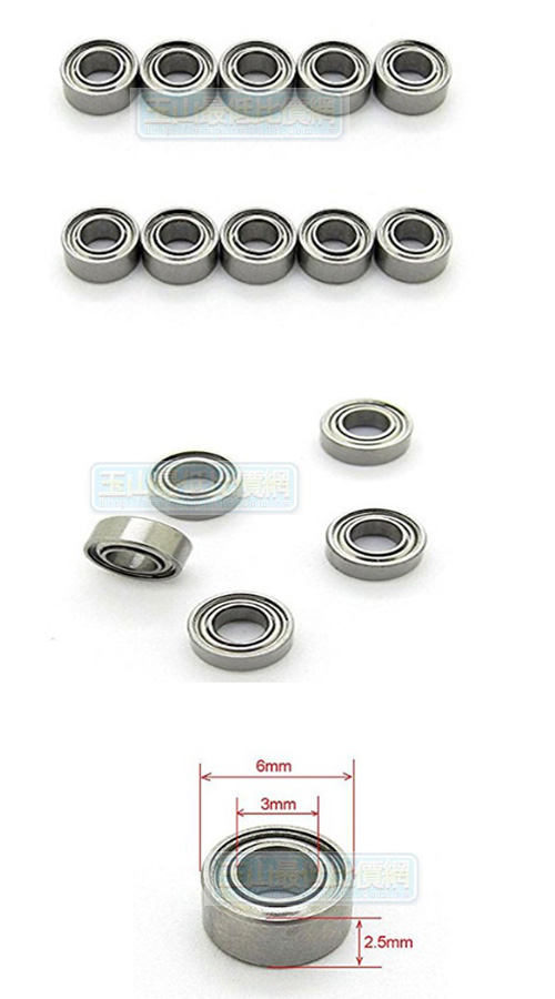 3x6x2.5 mm Miniature Steel Bearings MR63ZZ L-630 673ZZ Deep Groove Ball bearing Pack of 10 